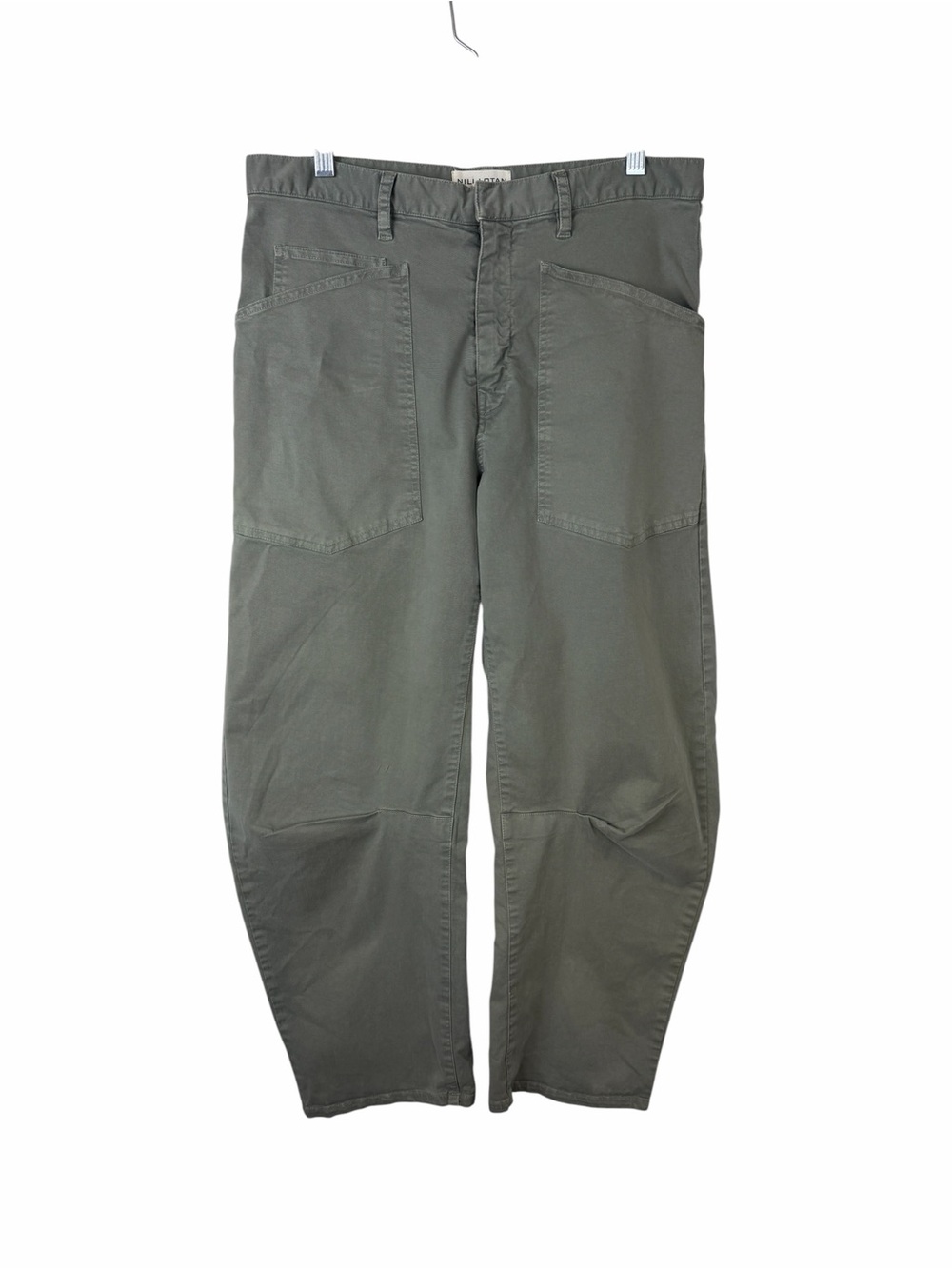 Nili Lotan Shon Cotton Barrel Green Pants